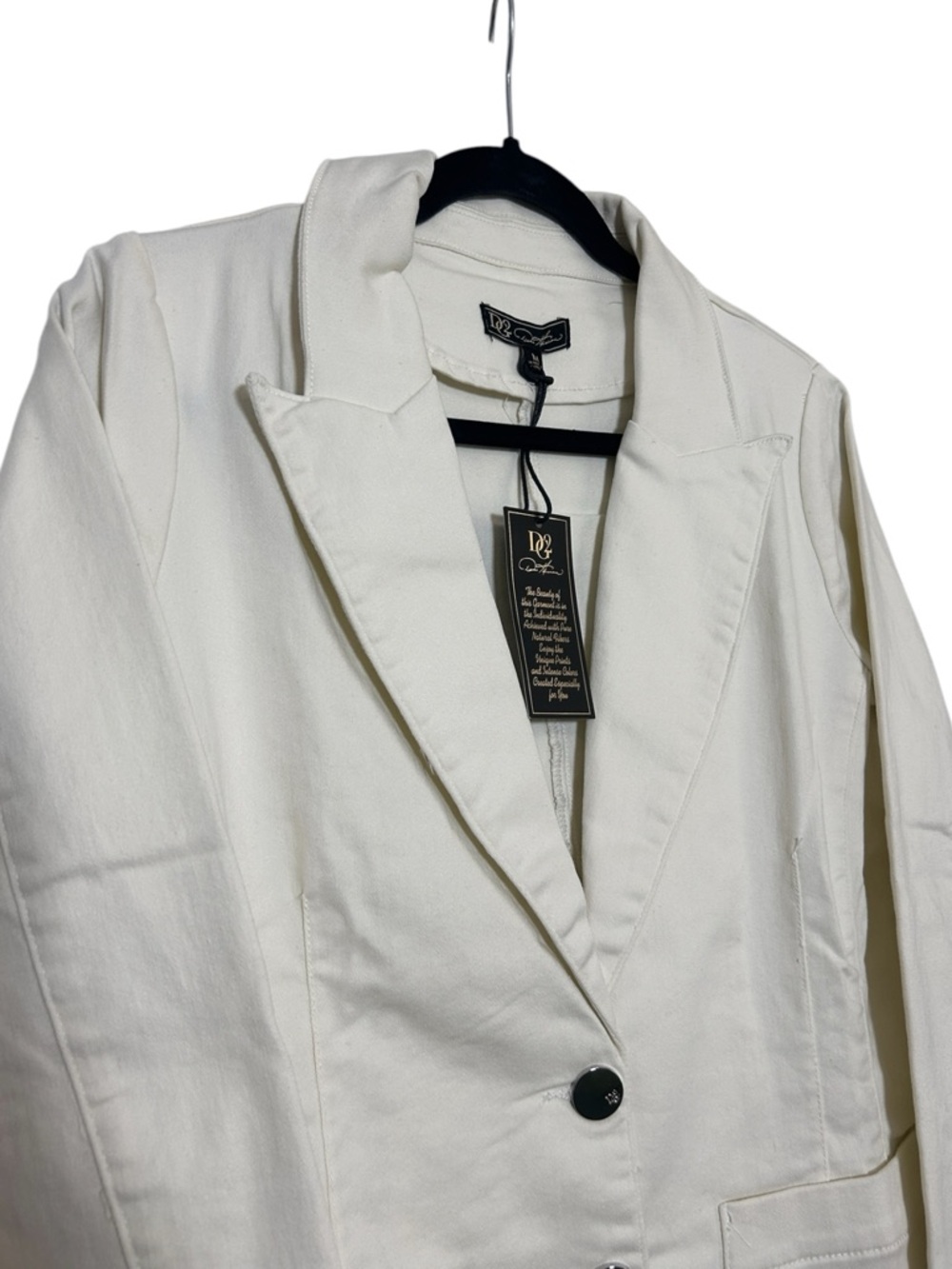 Women’s Ivory Tailored Two-Button Denim Blazer - Picture 2 of 6